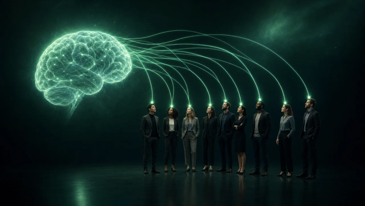 One mind, connected by glowing threads to a full team of specialists